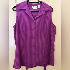 Joanna Button Down Sleeveless Top Sz L